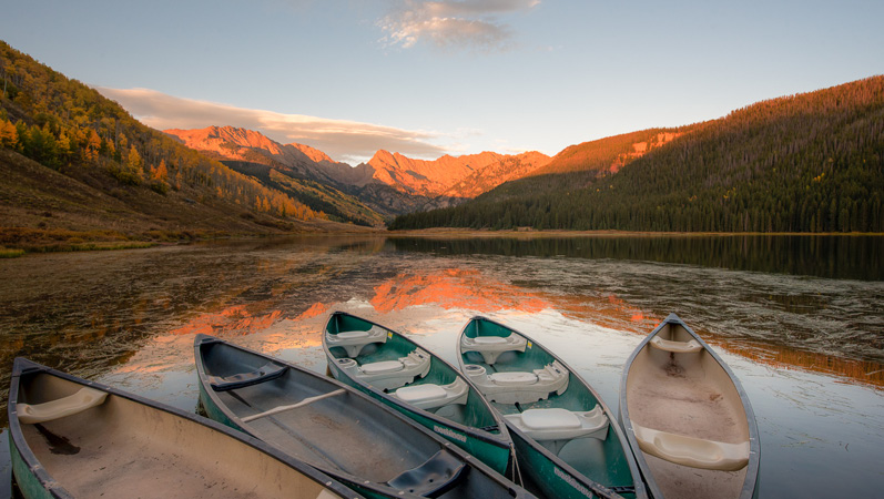 vail colorado piney lake with canoes for rent