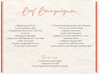 Beef Bourguignon holiday recipe